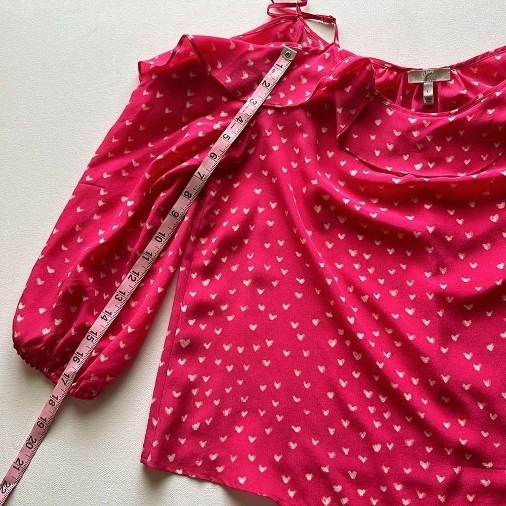 JOIE Silk Blouse Womens Size‎ Medium Romantic Pink Red - Picture 7 of 9